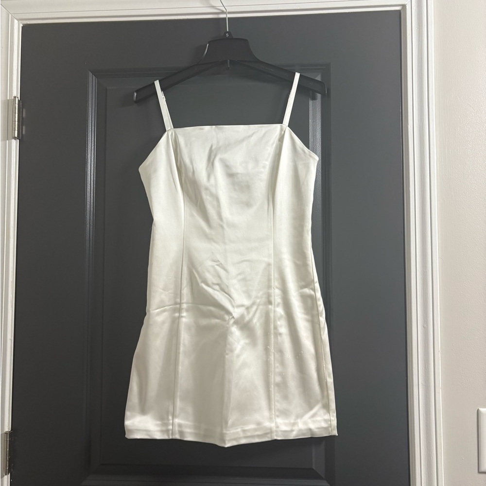 Aritzia Elegant White Satin Mini Dress
